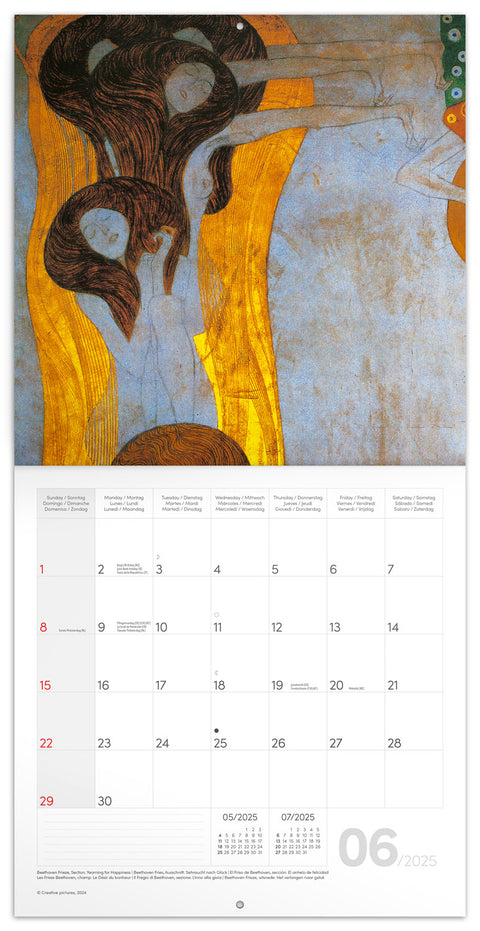 Wall planner Gustav Klimt 2025, 30 x 30 cm