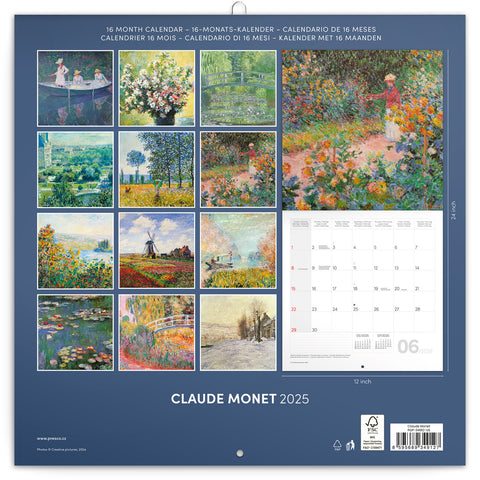 Wall planner Claude Monet 2025, 30 x 30 cm