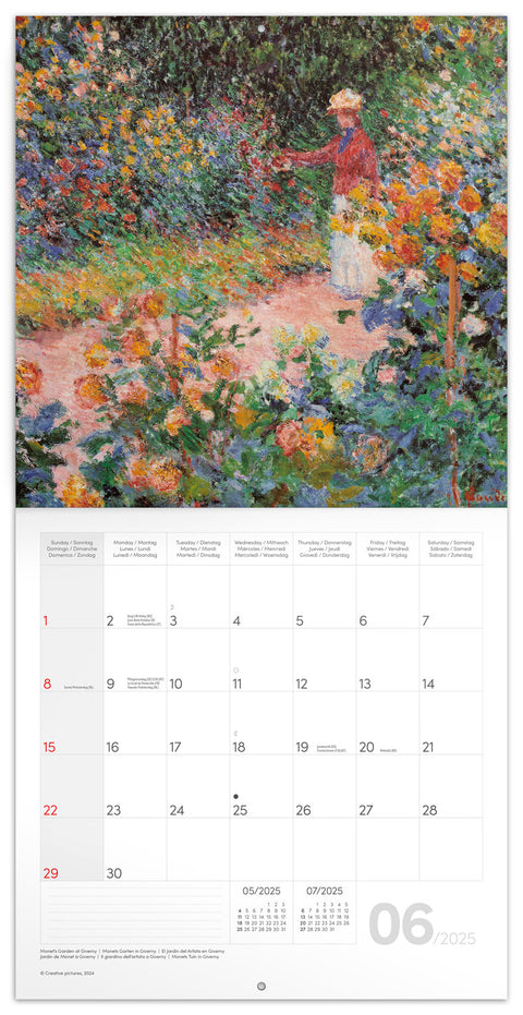 Wall planner Claude Monet 2025, 30 x 30 cm
