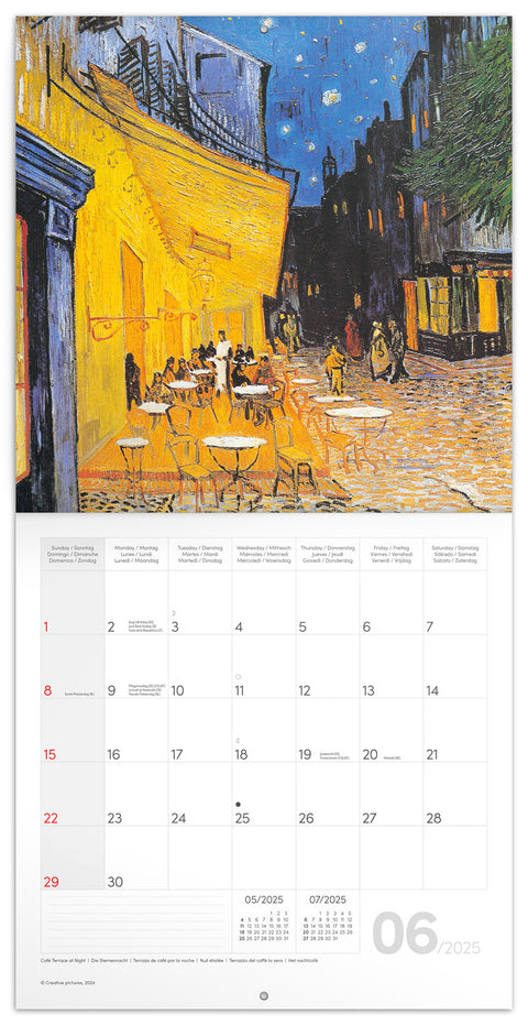 Wall planner Vincent van Gogh 2025, 30 x 30 cm