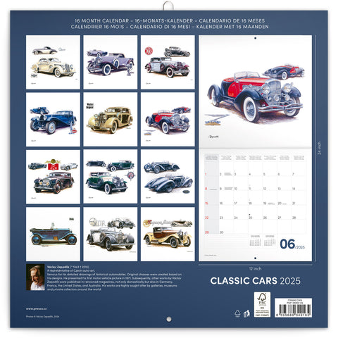 Wall planner Classic Cars - Vaclav Zapadlik, 2025, 30 x 30 cm