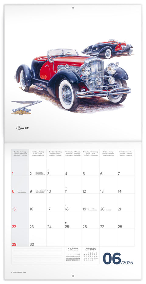 Wall planner Classic Cars - Vaclav Zapadlik, 2025, 30 x 30 cm