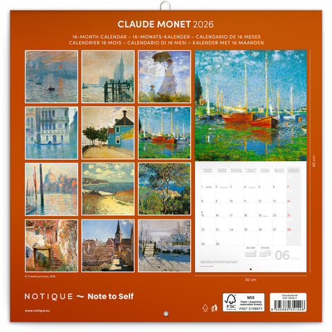 Grid calendar Claude Monet 2026, 30 x 30 cm