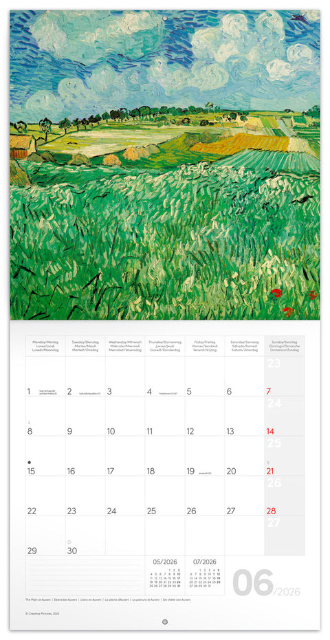 Grid calendar Vincent van Gogh 2026, 30 x 30 cm