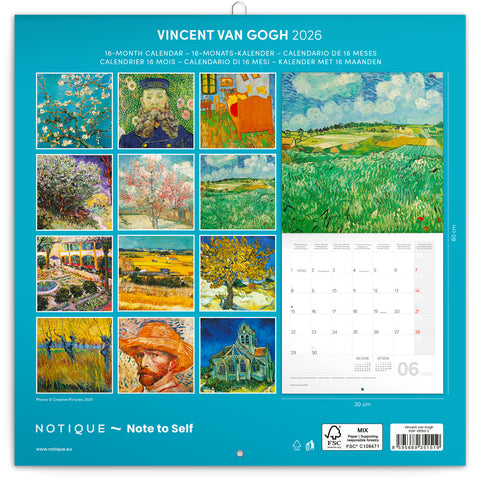 Grid calendar Vincent van Gogh 2026, 30 x 30 cm