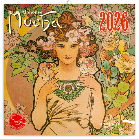 Grid calendar Alphonse Mucha 2026, 30 x 30 cm