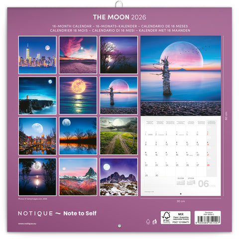Grid calendar The Moon 2026, 30 x 30 cm