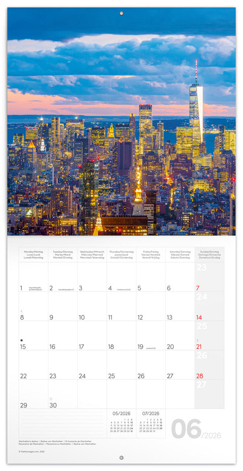 Grid calendar New York 2026, 30 x 30 cm