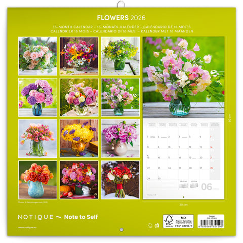 Grid calendar Flowers 2026, 30 x 30 cm