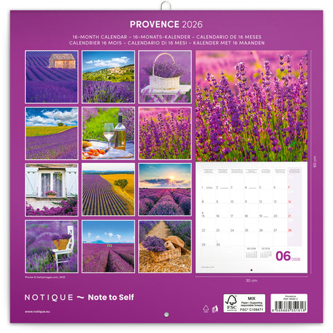 Grid calendar Provence 2026, 30 x 30 cm