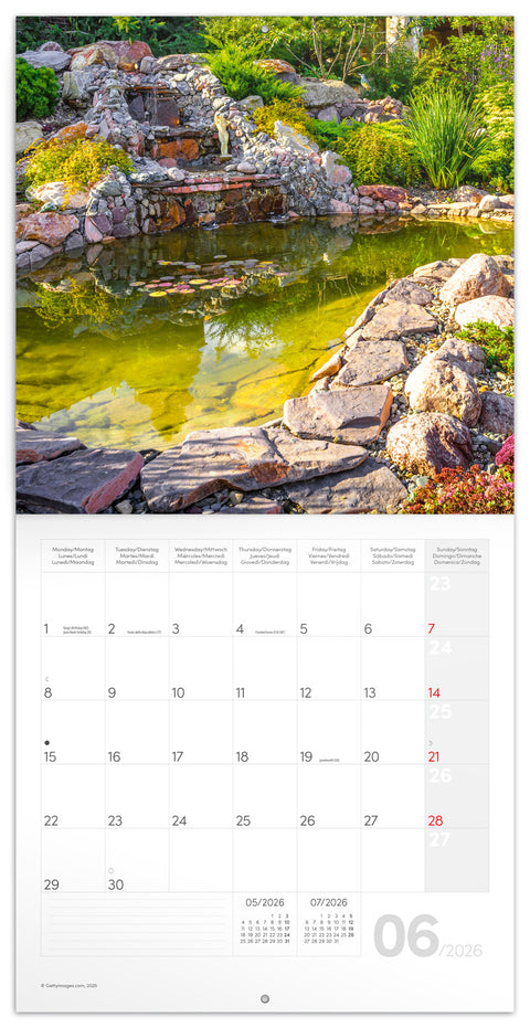 Grid calendar Gardens 2026, 30 x 30 cm