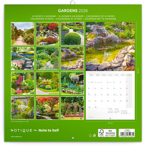 Grid calendar Gardens 2026, 30 x 30 cm