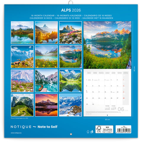 Grid calendar Alps 2026, 30 x 30 cm