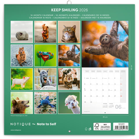 Grid calendar Keep Smiling 2026, 30 x 30 cm