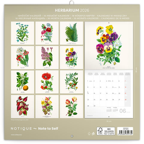 Grid calendar Herbarium 2026, 30 x 30 cm