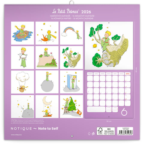 Grid calendar Le Petit Prince 2026, 30 x 30 cm