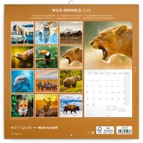 Grid calendar Wild Animals 2026, 30 x 30 cm