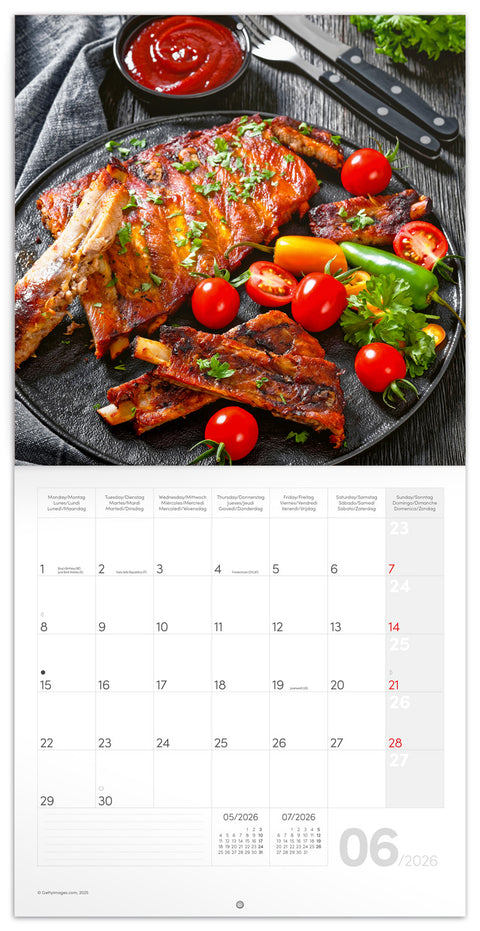 Grid calendar Gourmet 2026, 30 x 30 cm