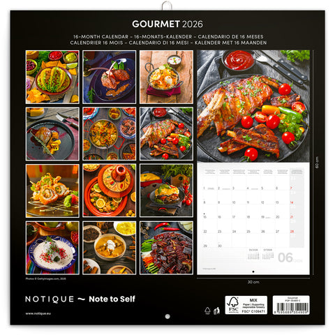 Grid calendar Gourmet 2026, 30 x 30 cm
