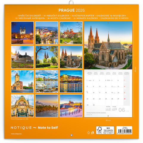 Grid calendar Prague 2026, 30 x 30 cm