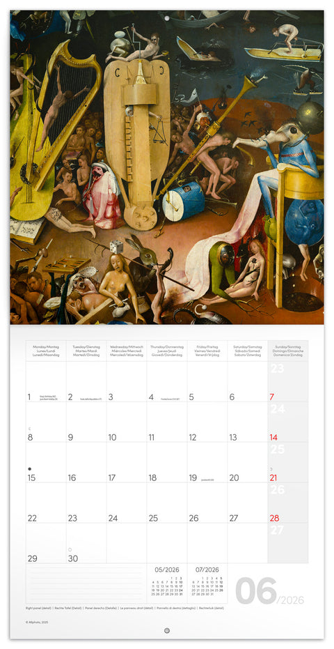 Grid calendar Hieronymus Bosch 2026, 30 x 30 cm