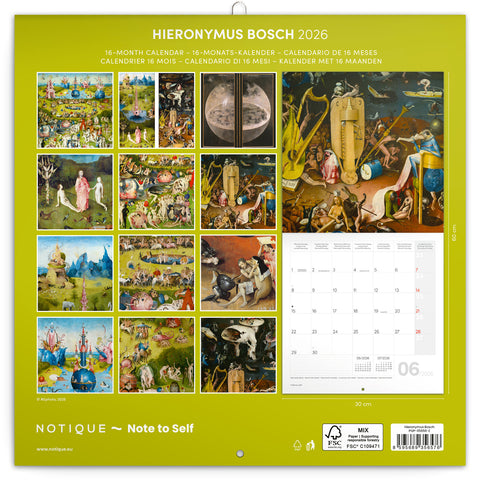 Grid calendar Hieronymus Bosch 2026, 30 x 30 cm