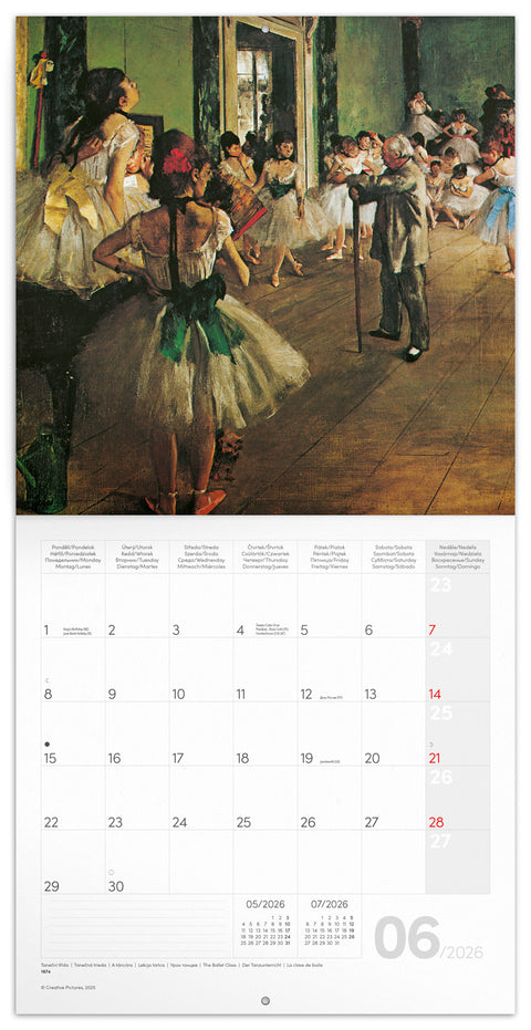 Grid calendar Edgar Degas 2026, 30 x 30 cm