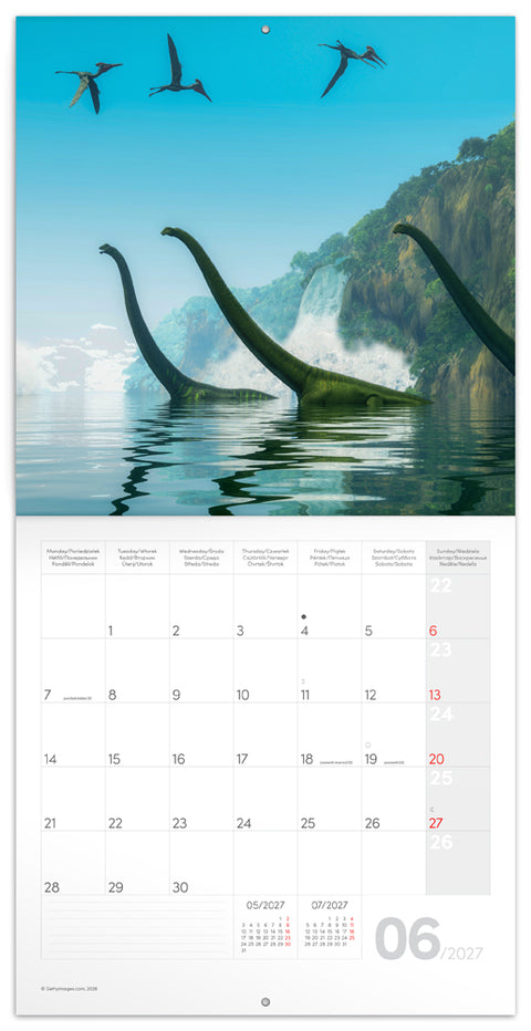 Grid calendar Dinosaurs 2027, 30 x 30 cm