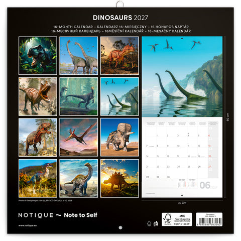 Grid calendar Dinosaurs 2027, 30 x 30 cm