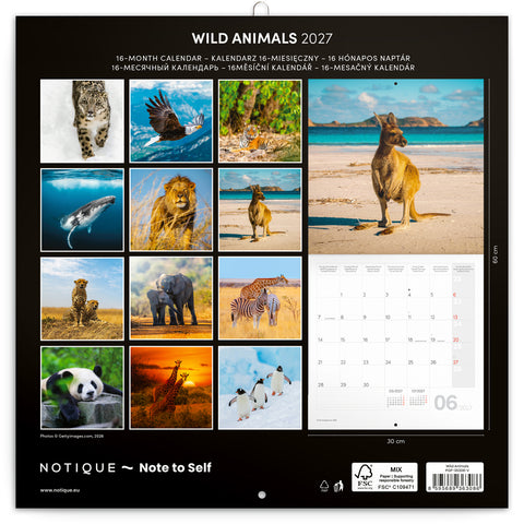 Grid calendar Wild Animals 2027, 30 x 30 cm