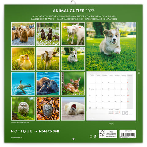 Grid calendar Animal Cuties 2027, 30 x 30 cm