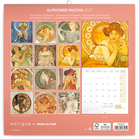 Grid calendar Alphonse Mucha 2027, 30 x 30 cm
