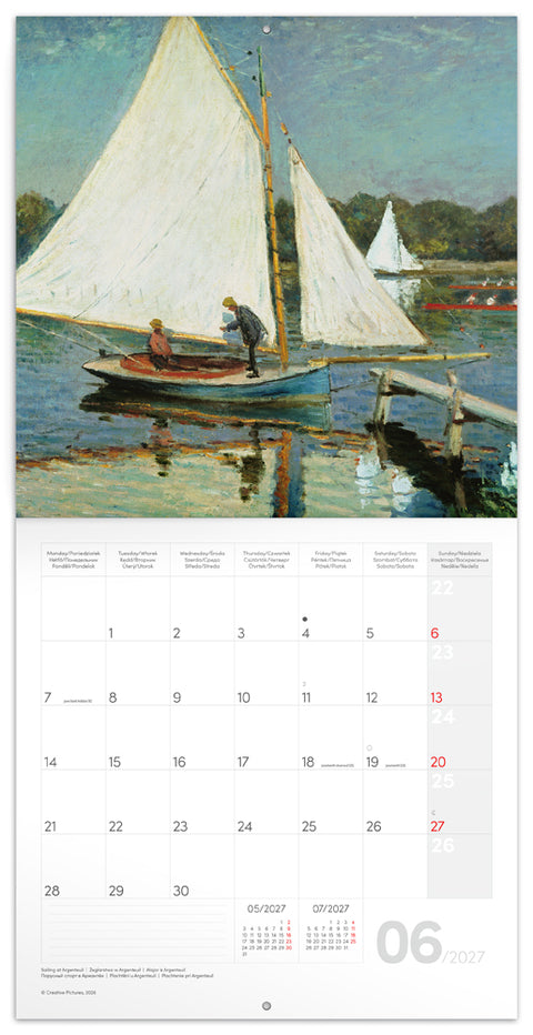 Grid calendar Claude Monet 2027, 30 x 30 cm