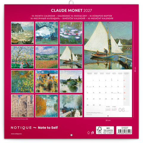 Grid calendar Claude Monet 2027, 30 x 30 cm