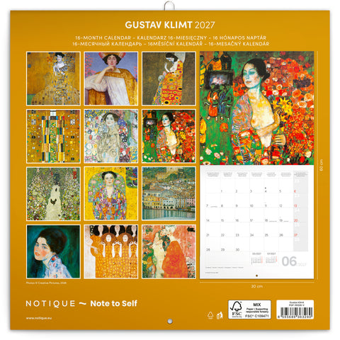 Grid calendar Gustav Klimt 2027, 30 x 30 cm
