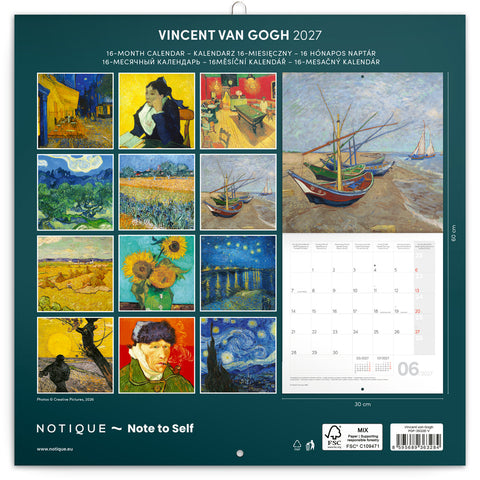 Grid calendar Vincent van Gogh 2027, 30 x 30 cm