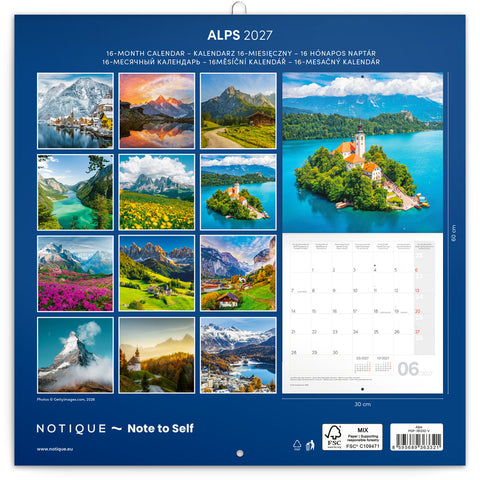 Grid calendar Alps 2027, 30 x 30 cm