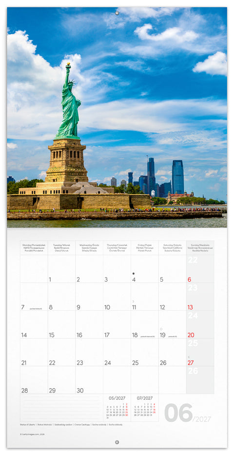 Grid calendar New York 2027, 30 x 30 cm