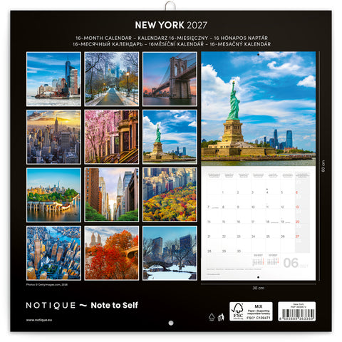 Grid calendar New York 2027, 30 x 30 cm