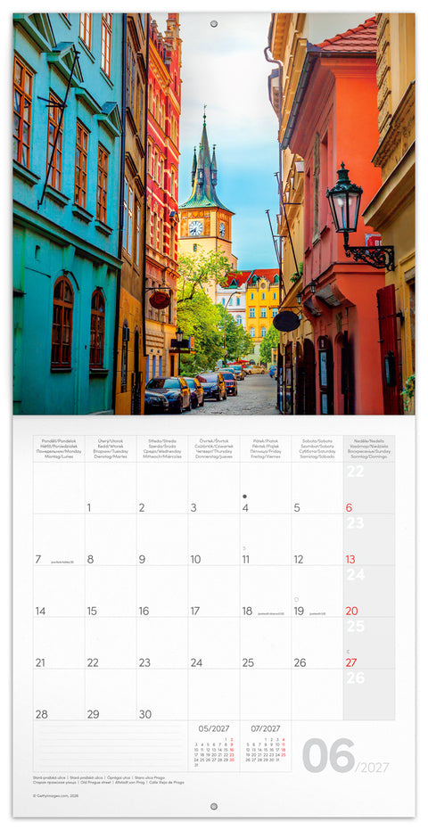 Grid calendar Prague 2027, 30 x 30 cm