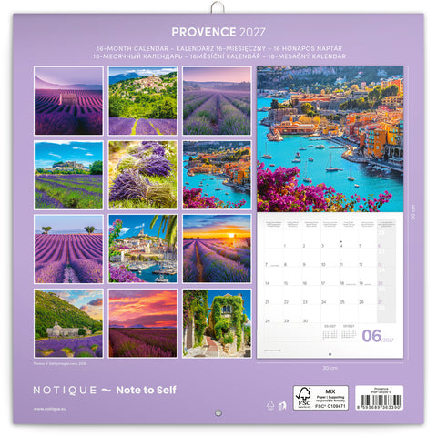 Grid calendar Provence 2027, 30 x 30 cm