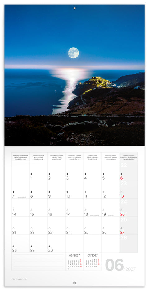 Grid calendar The Moon 2027, 30 x 30 cm