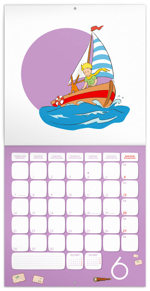 Grid calendar Le Petit Prince 2027, PLASTIC FREE, 30 x 30 cm