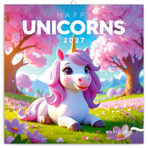 Grid calendar Happy Unicorns 2027, 30 x 30 cm