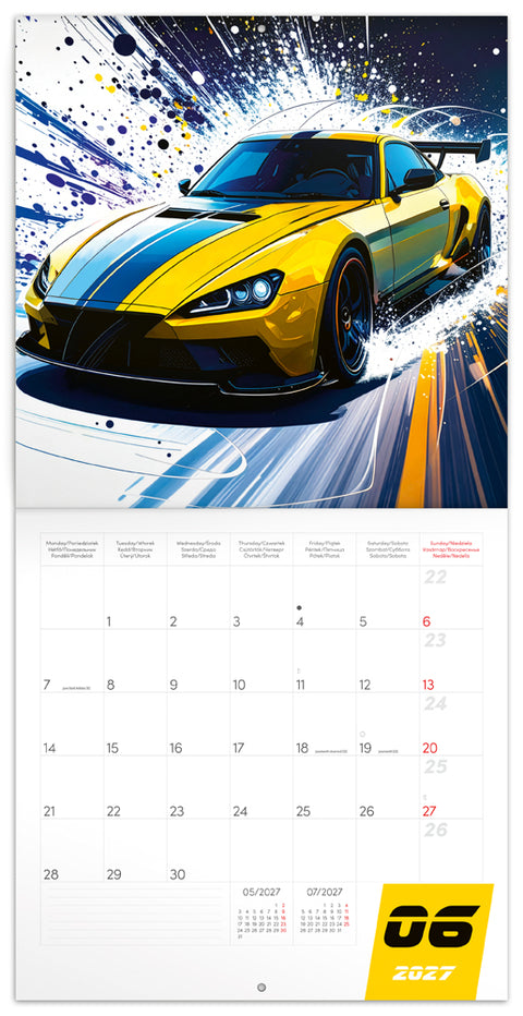Grid calendar Fast Cars 2027, 30 x 30 cm