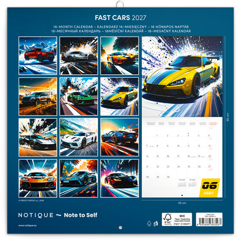 Grid calendar Fast Cars 2027, 30 x 30 cm