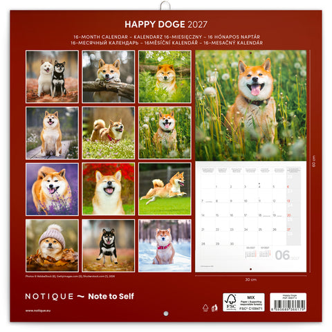Grid calendar Happy Doge 2027, 30 x 30 cm