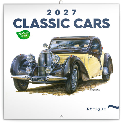 Grid calendar Classic Cars – Václav Zapadlík 2027, PLASTIC FREE, 30 x 30 cm