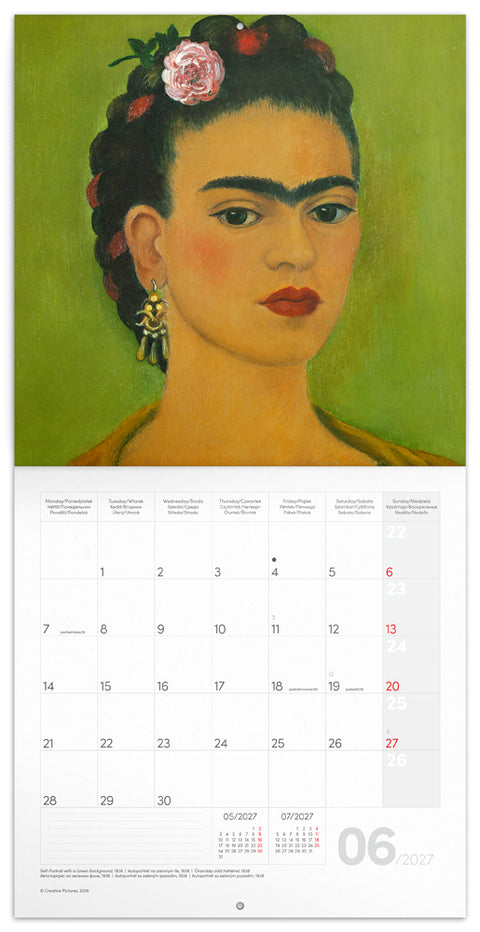 Grid calendar Frida Kahlo 2027, 30 x 30 cm