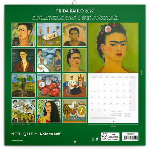 Grid calendar Frida Kahlo 2027, 30 x 30 cm